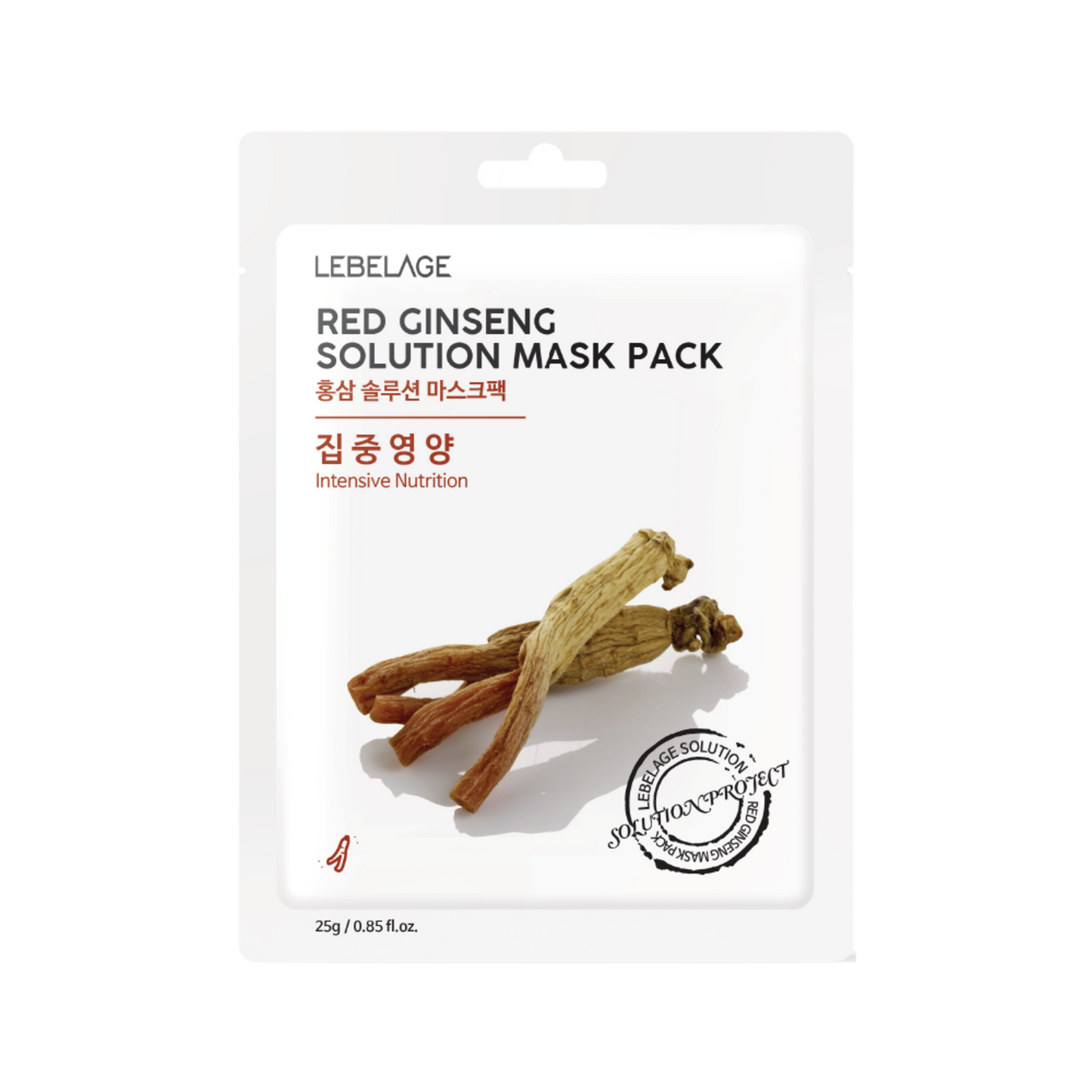 [LEBELAGE] RED GINSENG SOLUTION MASK PACK - 10 Sheets / 25g (0.88 oz.)