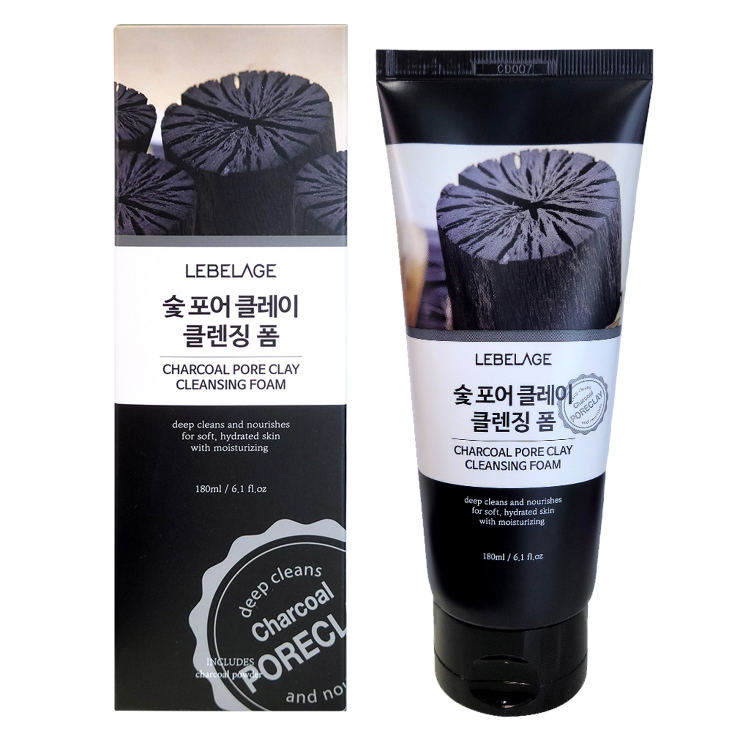 [LEBELAGE] CHARCOAL PORE CLAY CLEANSING FOAM - 180ml / 6.08 fl. oz.