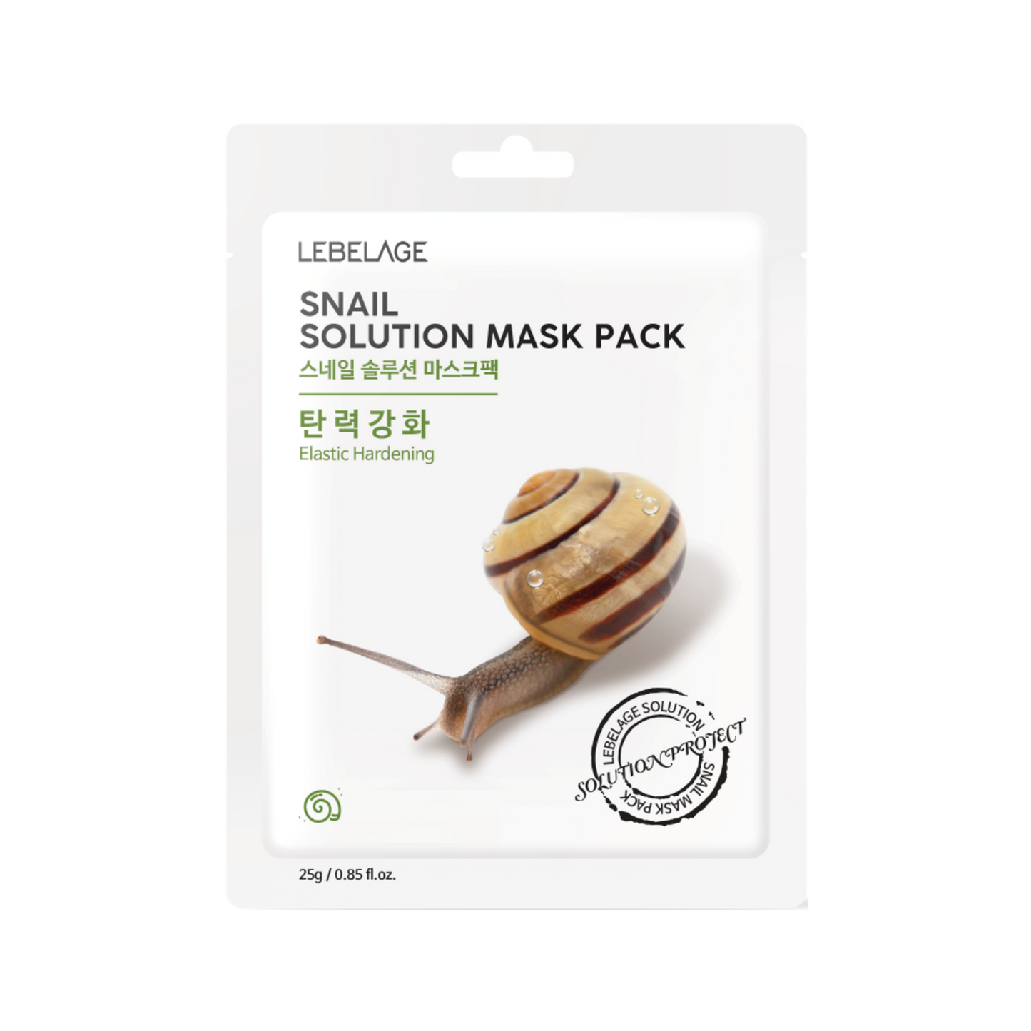 [LEBELAGE] SNAIL SOLUTION MASK PACK - 10 Sheets / 25g (0.88 oz.)